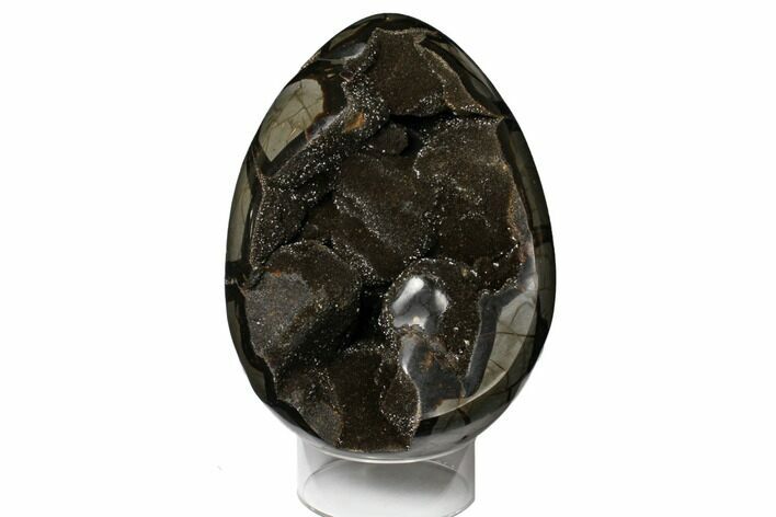 Septarian Dragon Egg Geode - Black Crystals #124472